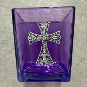 Glass Vase with Rhinestone Encrusted Cross Embellishment. Easter. Baptism. Baby